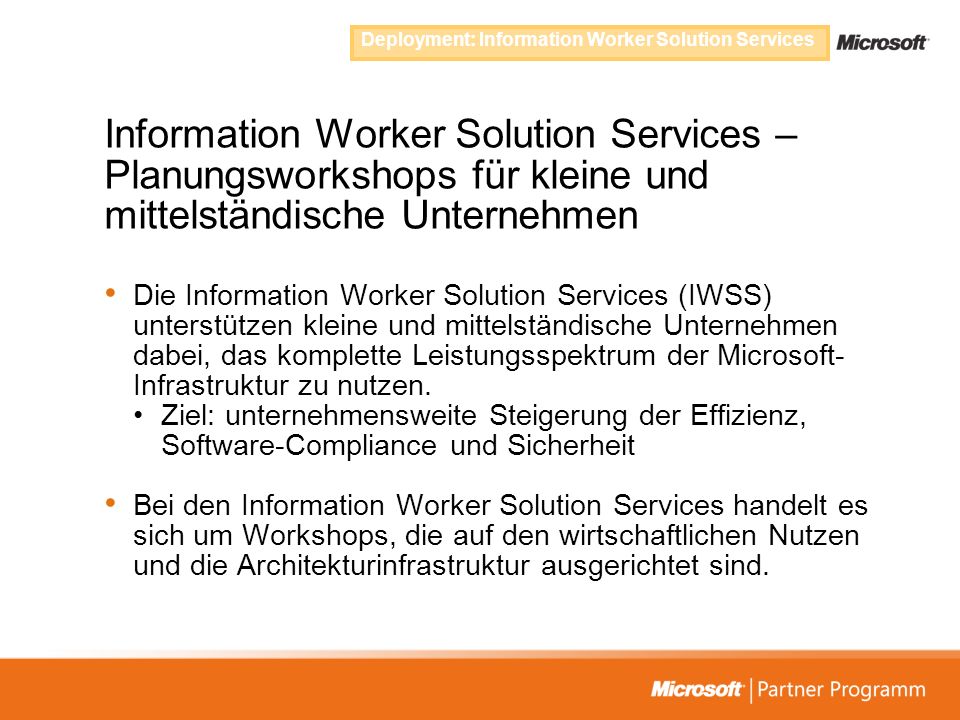 Deployment: Information Worker Solution Services