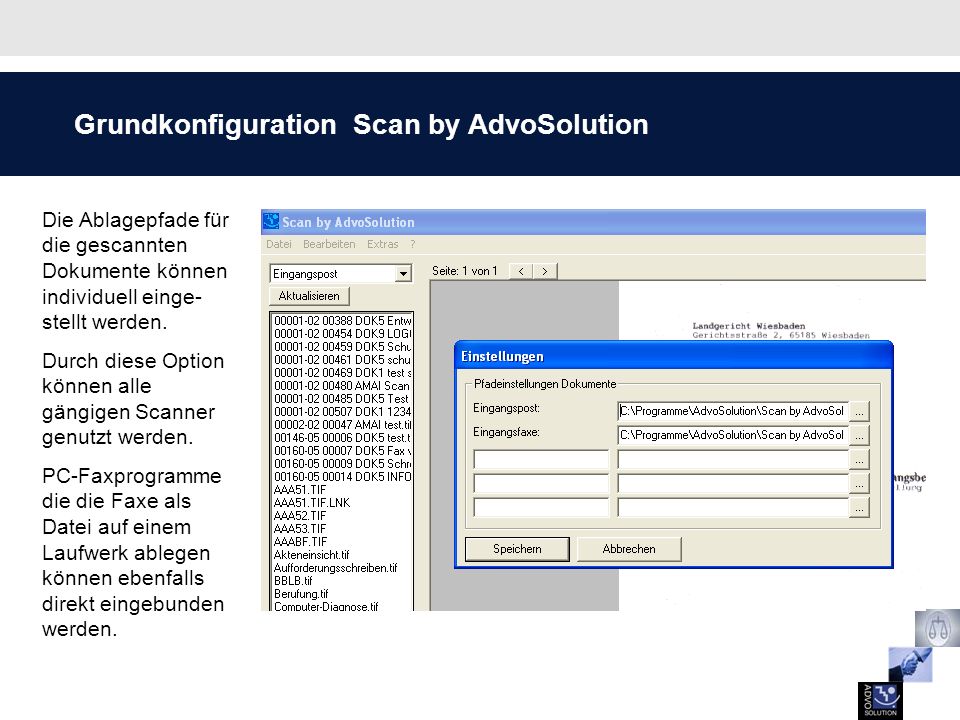 Grundkonfiguration Scan by AdvoSolution