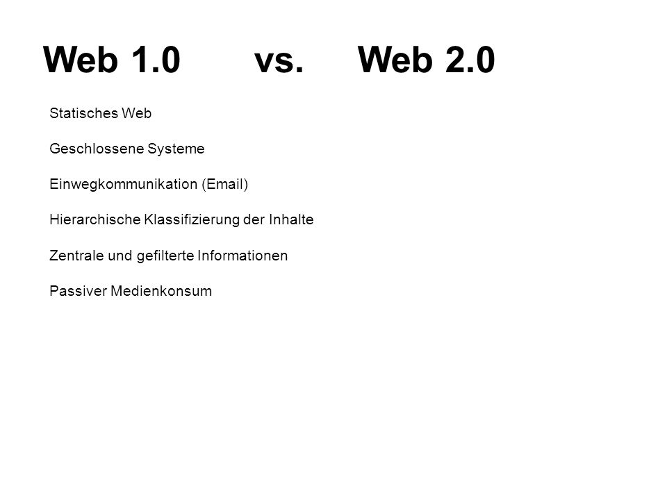 Web 1.0 vs. Web 2.0