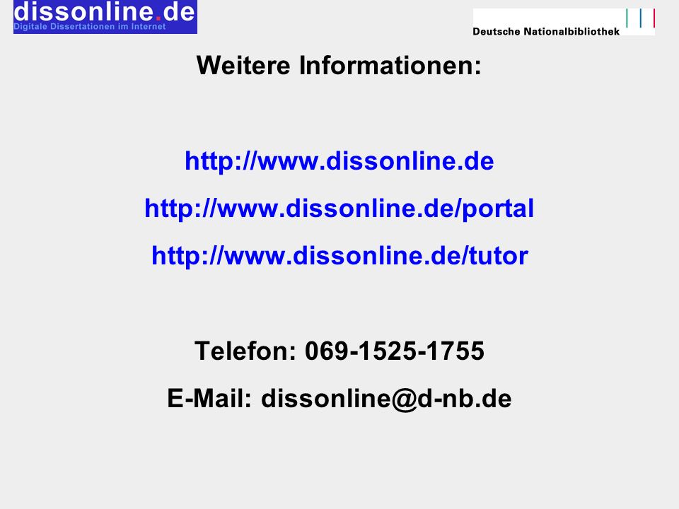 Weitere Informationen:   dissonline. de