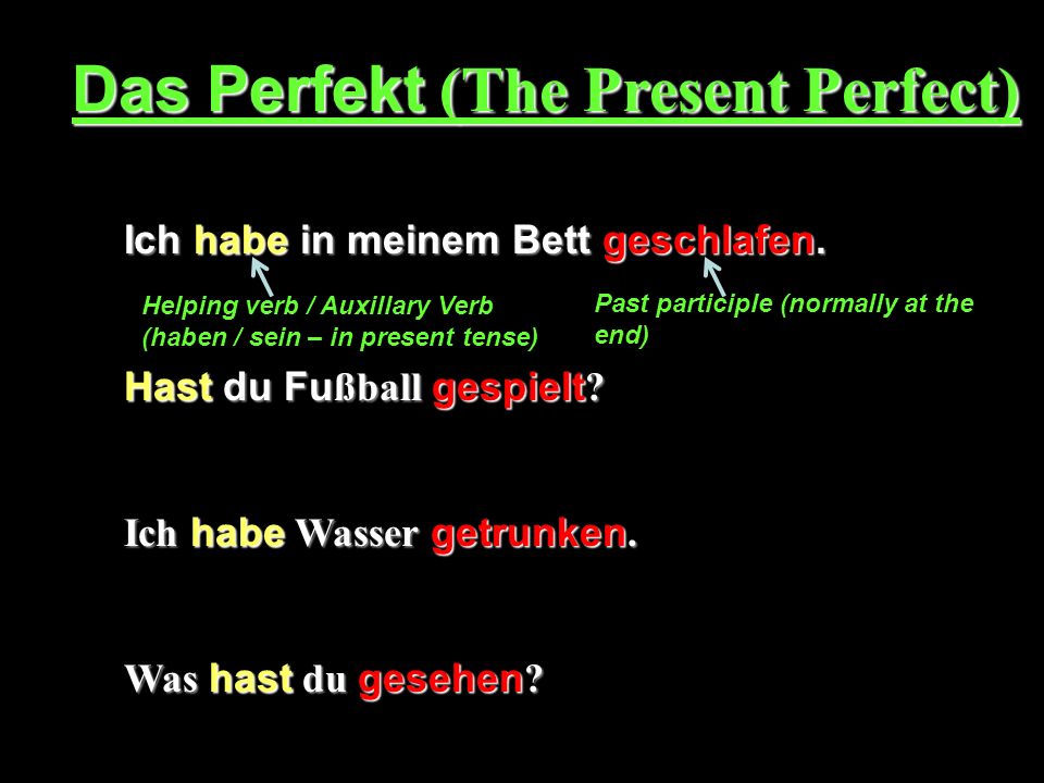 Das Perfekt (The Present Perfect)