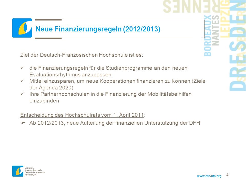 Neue Finanzierungsregeln (2012/2013)