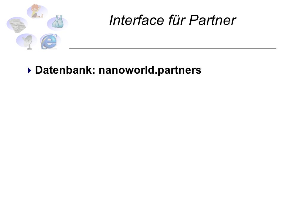 Interface für Partner Datenbank: nanoworld.partners