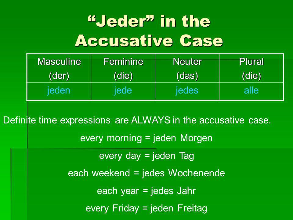 Jeder in the Accusative Case