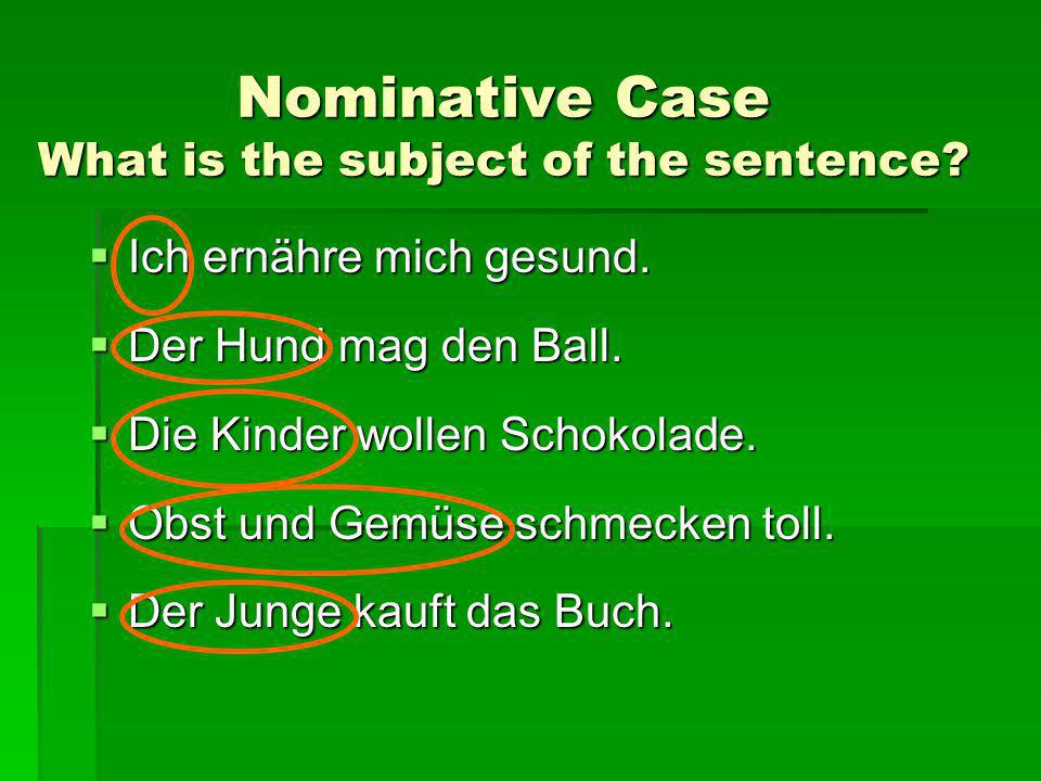 Nominative Case What is the subject of the sentence
