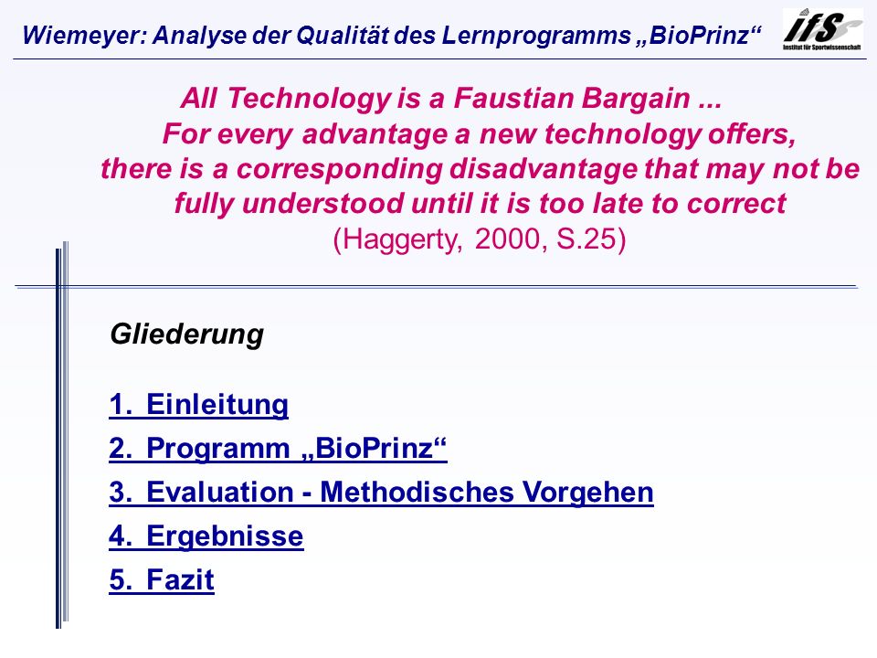 Wiemeyer: Analyse der Qualität des Lernprogramms „BioPrinz