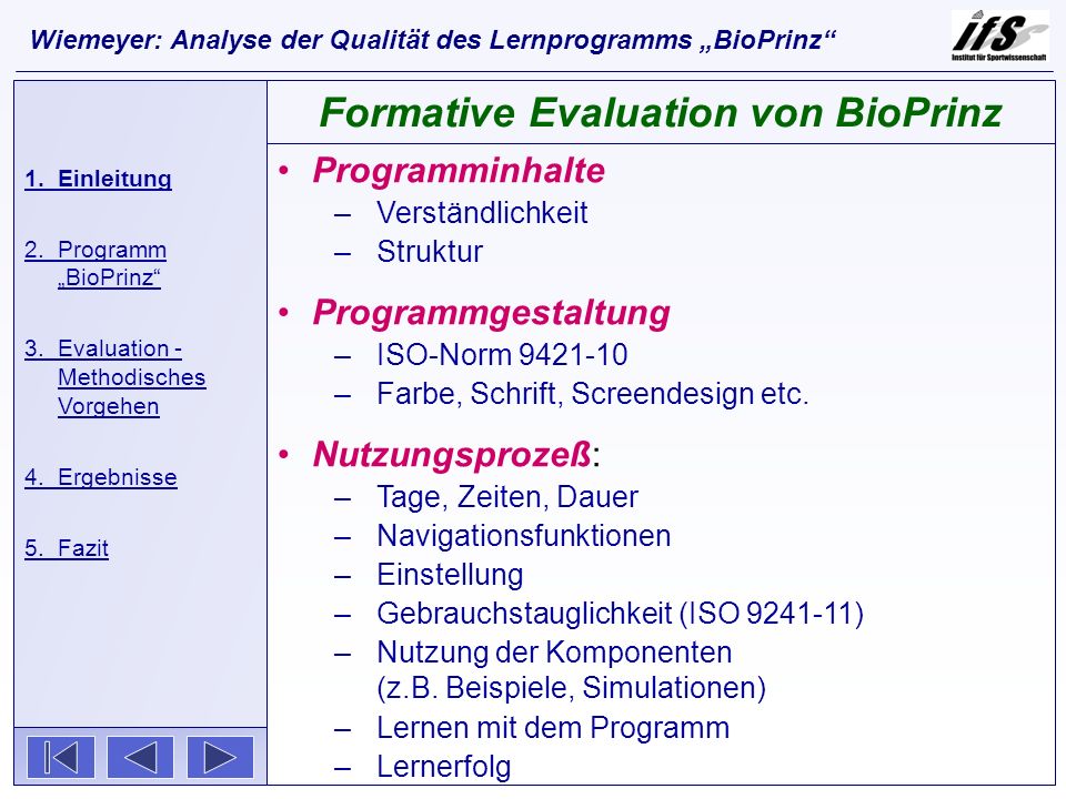 Formative Evaluation von BioPrinz