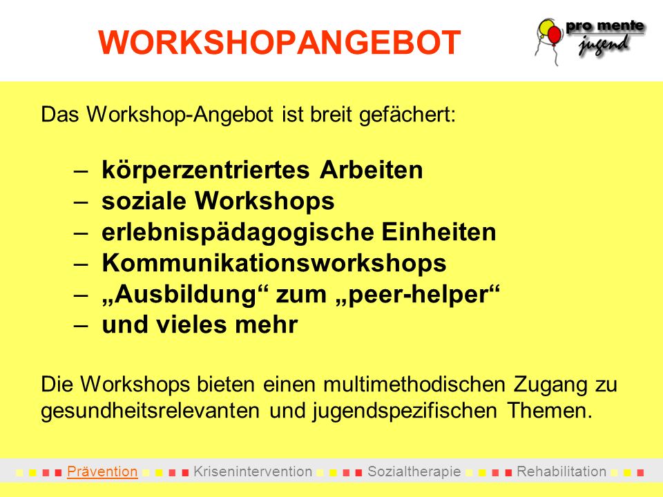 WORKSHOPANGEBOT körperzentriertes Arbeiten soziale Workshops