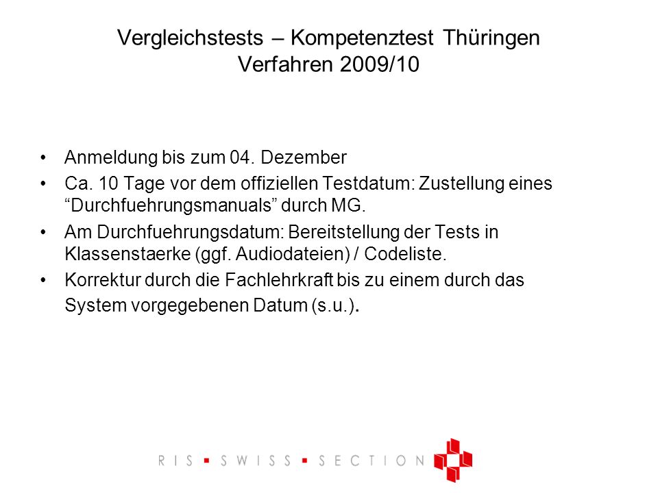 Vergleichstests – Kompetenztest Thüringen Verfahren 2009/10