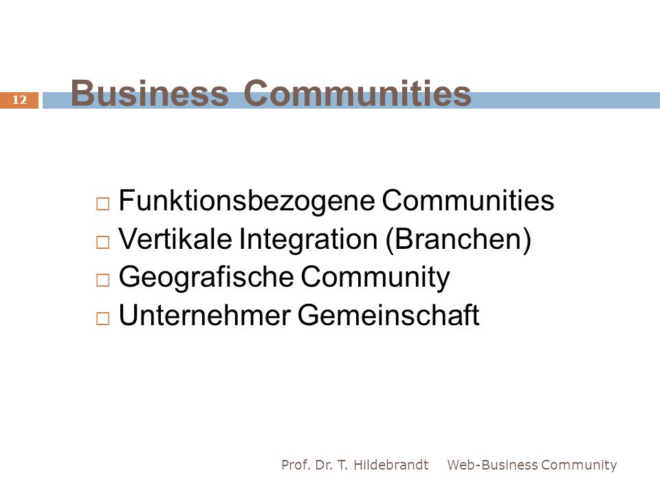 Business Communities Funktionsbezogene Communities