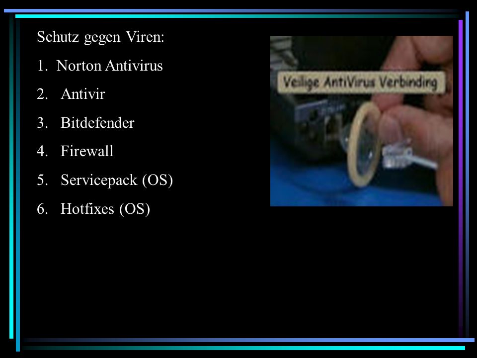 Schutz gegen Viren: 1. Norton Antivirus. Antivir.