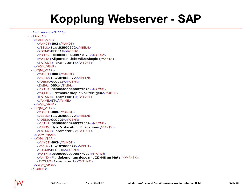 Kopplung Webserver - SAP