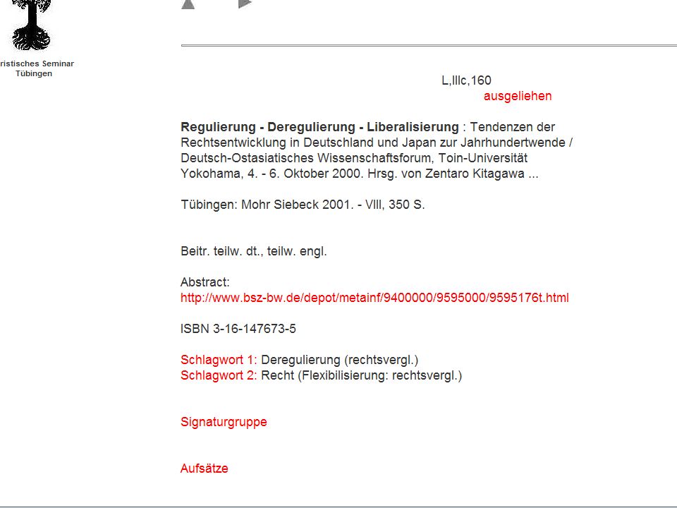 Dr. Klaus-Rainer Brintzinger Juristisches Seminar Tübingen