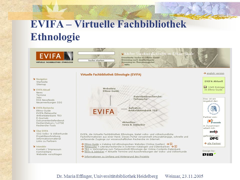 EVIFA – Virtuelle Fachbibliothek Ethnologie