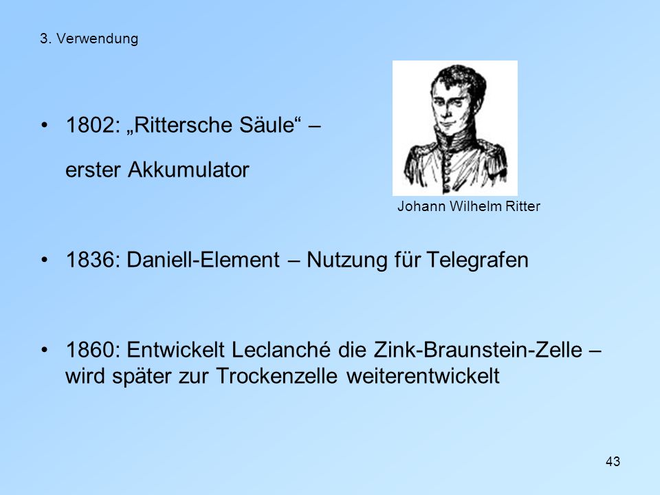 1836: Daniell-Element – Nutzung für Telegrafen