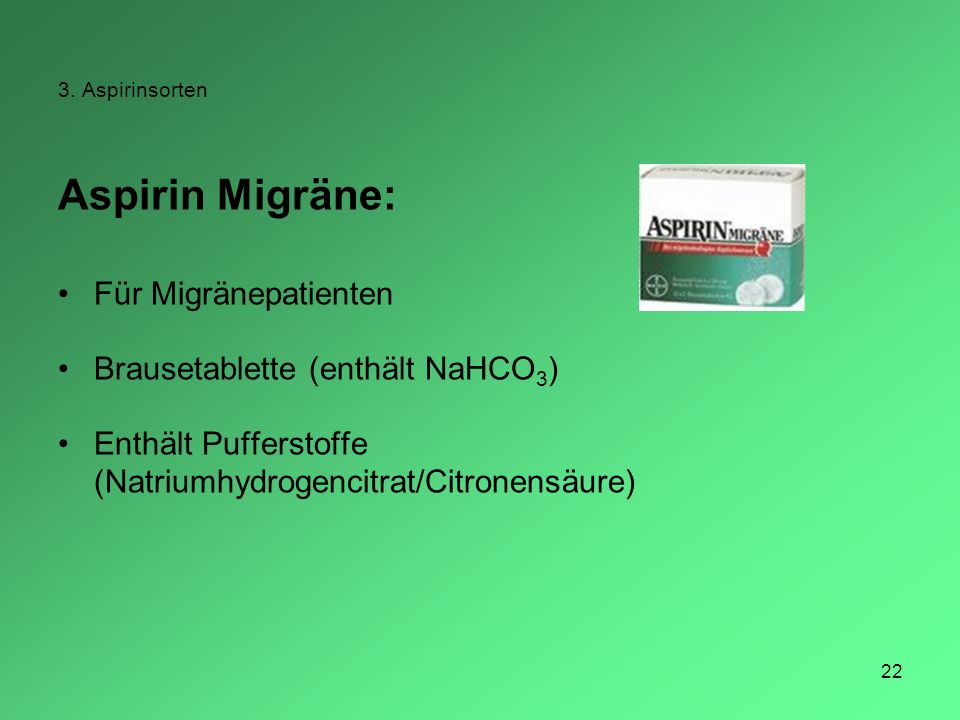Aspirin Migräne: Für Migränepatienten Brausetablette (enthält NaHCO3)