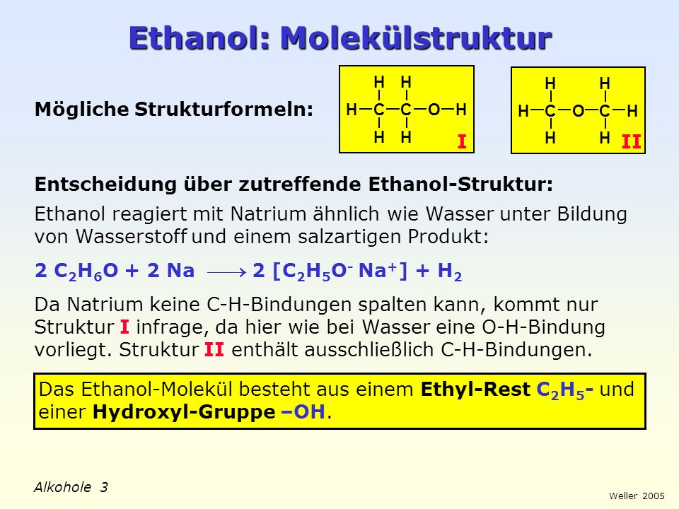 Ethanol: Molekülstruktur