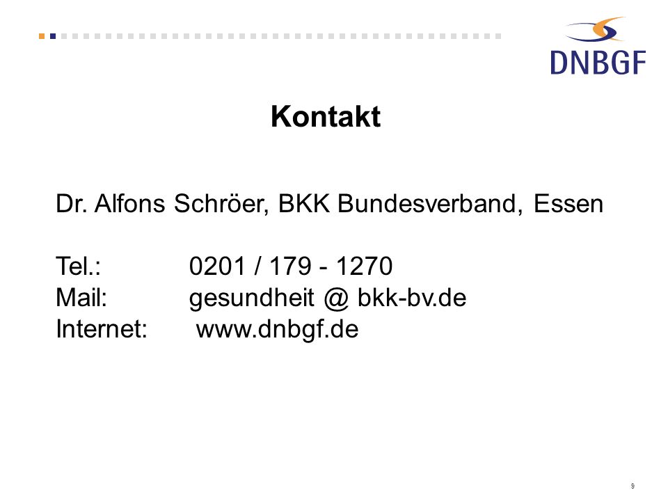 Kontakt Dr. Alfons Schröer, BKK Bundesverband, Essen