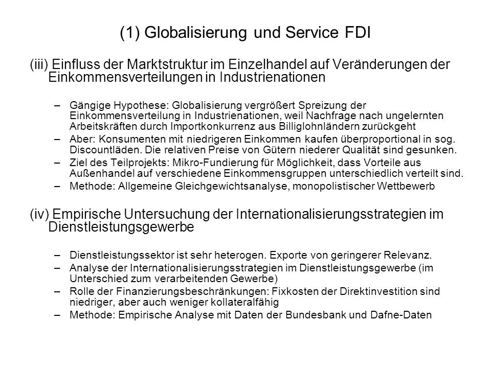(1) Globalisierung und Service FDI