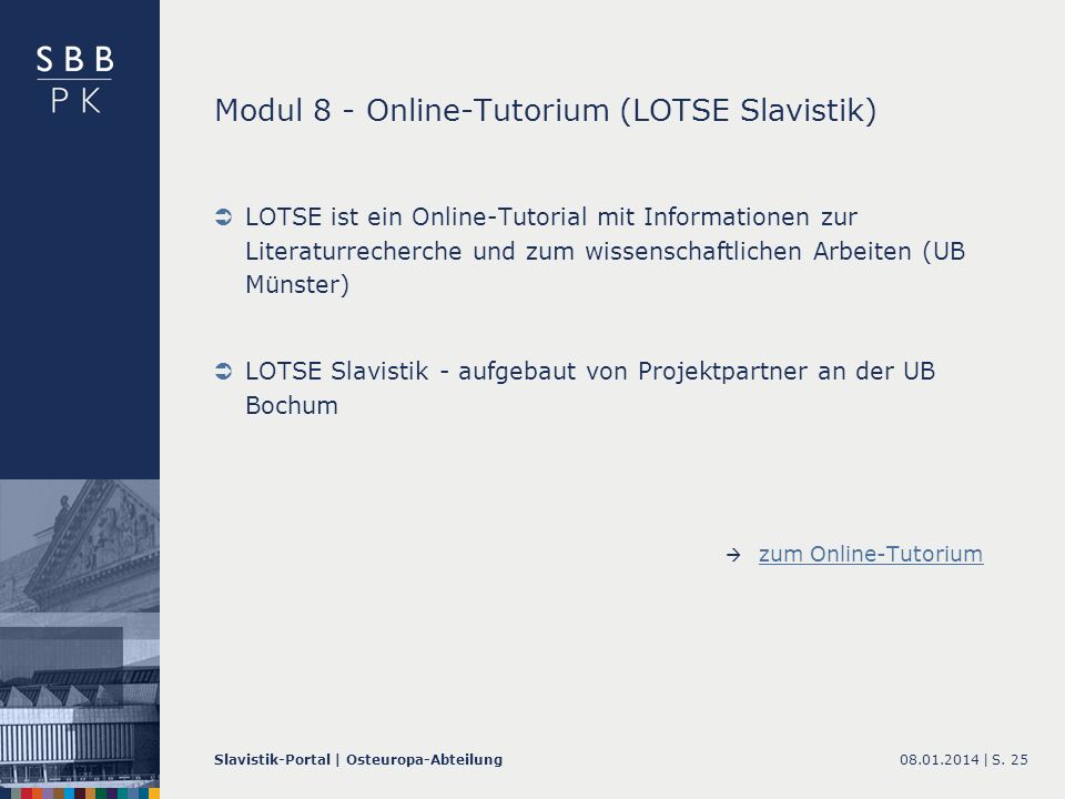 Modul 8 - Online-Tutorium (LOTSE Slavistik)