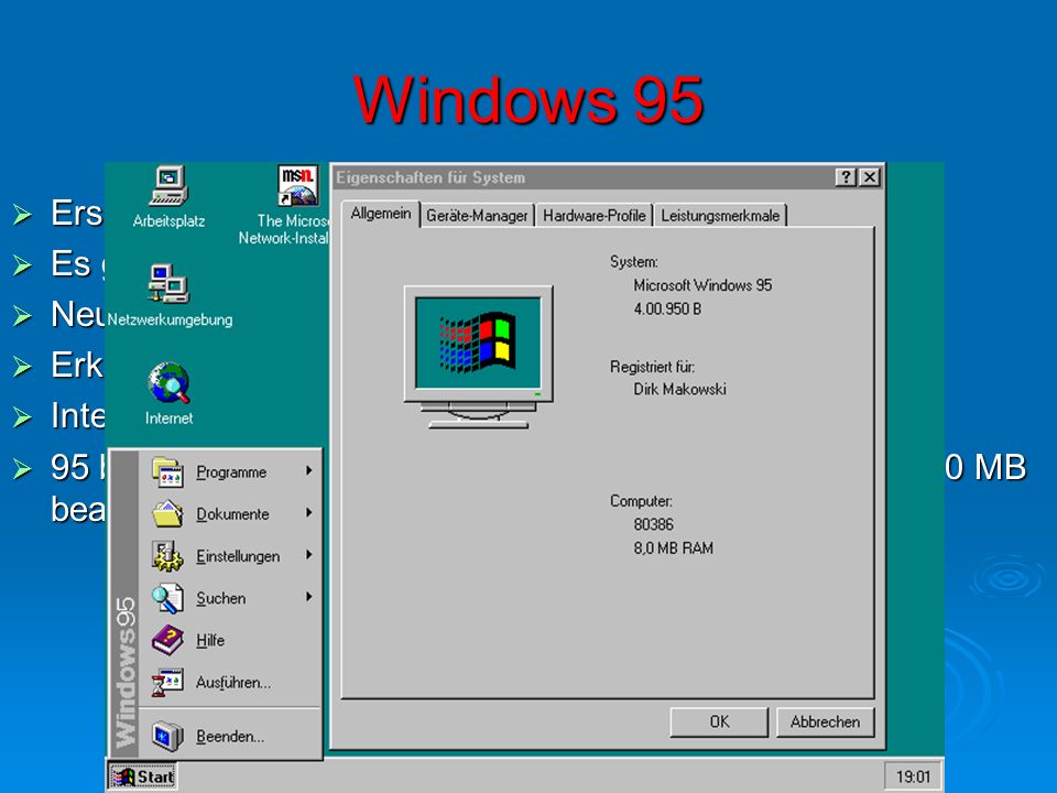 Windows 95 Erscheinungsdatum: 1995