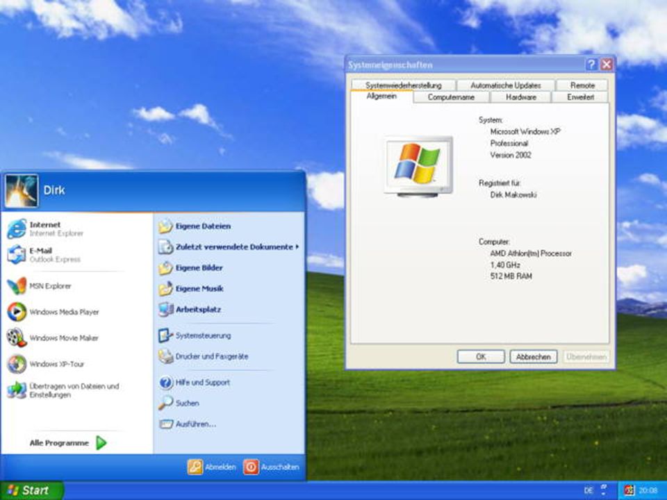 Windows XP Neue Benutzeroberfläche („Luna )