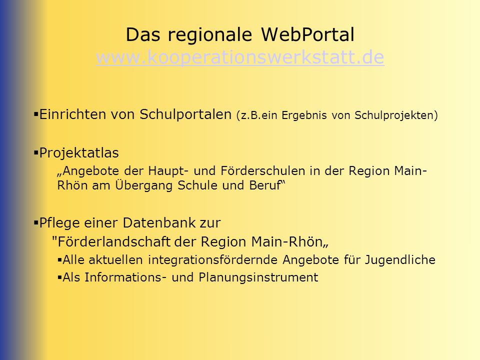 Das regionale WebPortal