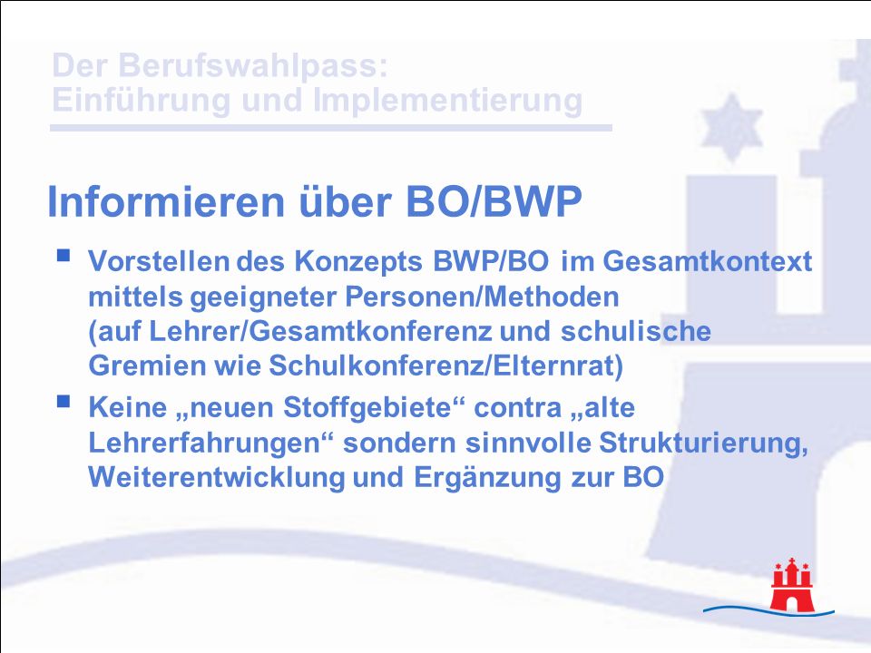 Informieren über BO/BWP