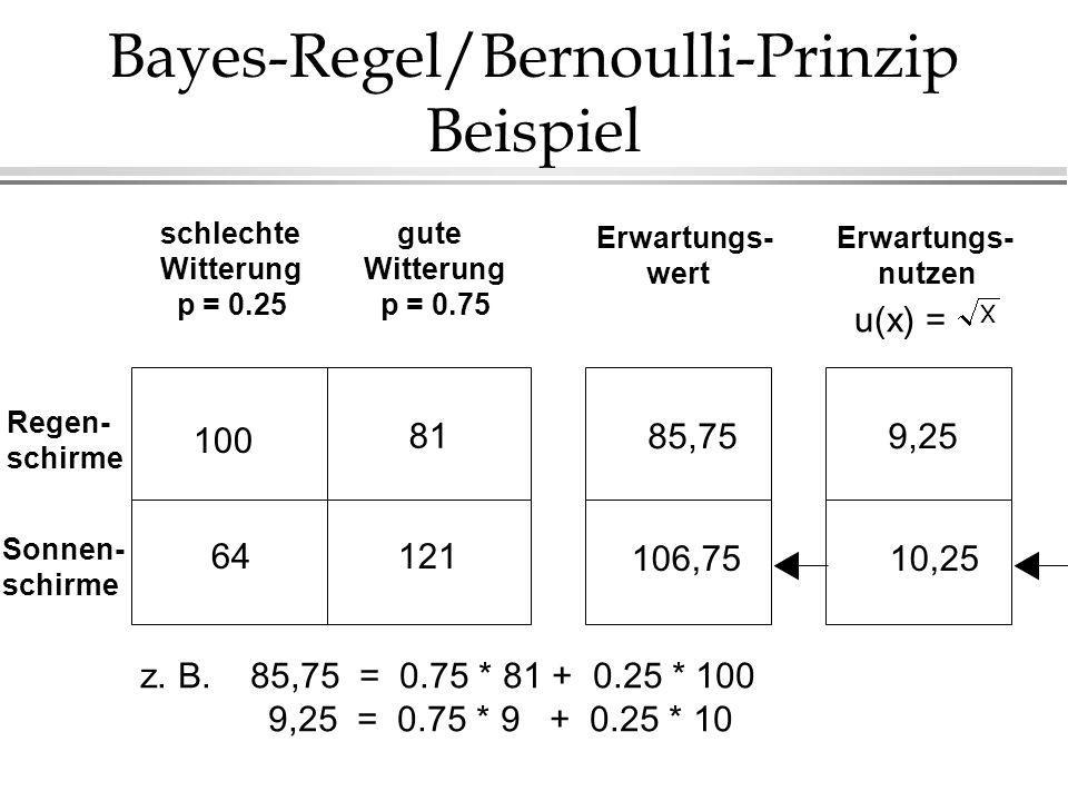 Bayes-Regel/Bernoulli-Prinzip Beispiel
