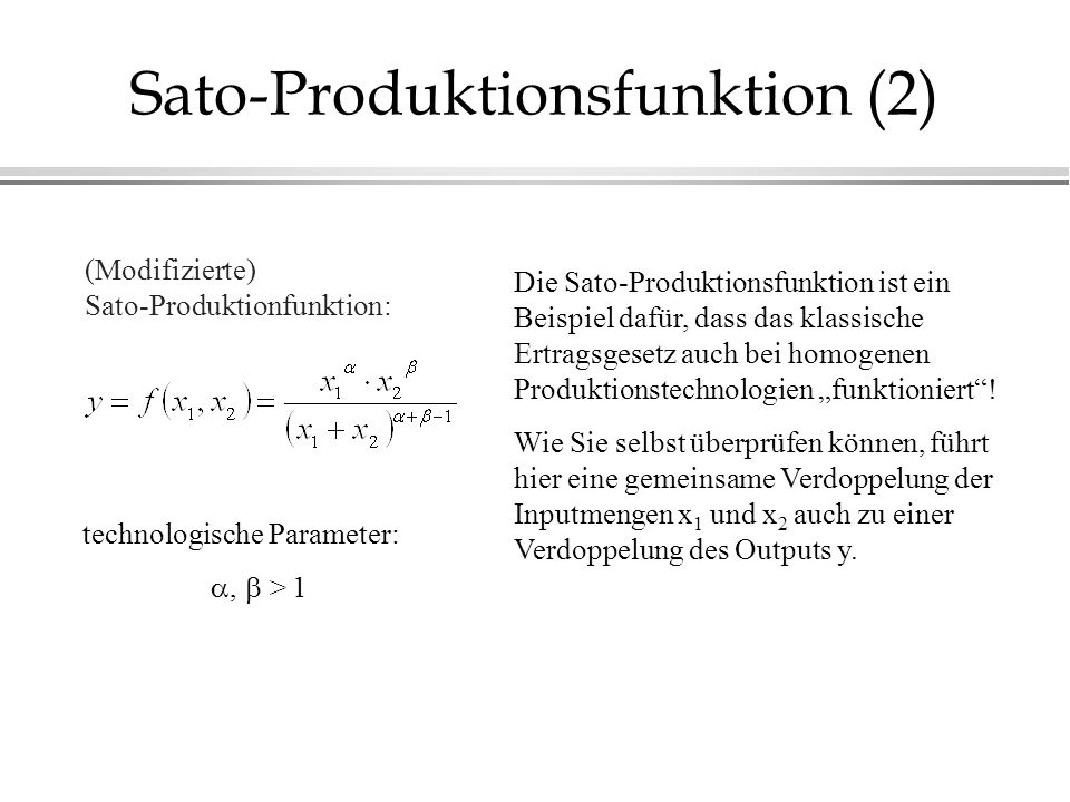 Sato-Produktionsfunktion (2)
