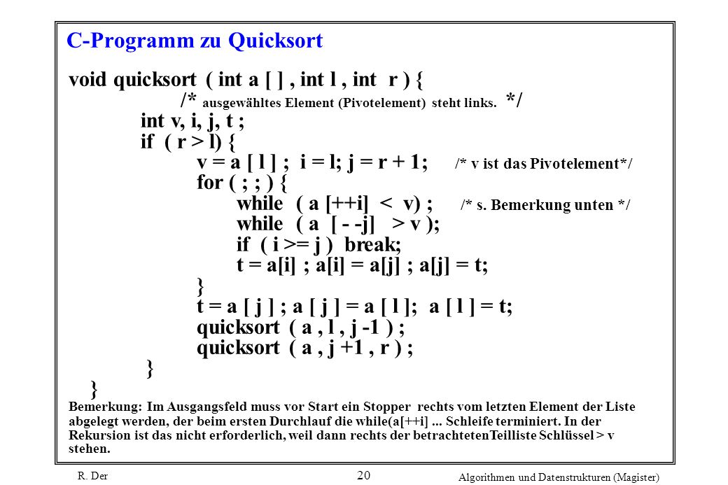 C-Programm zu Quicksort