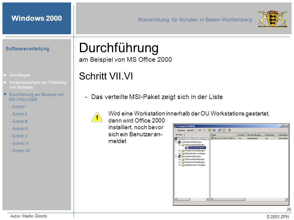Durchführung am Beispiel von MS Office 2000