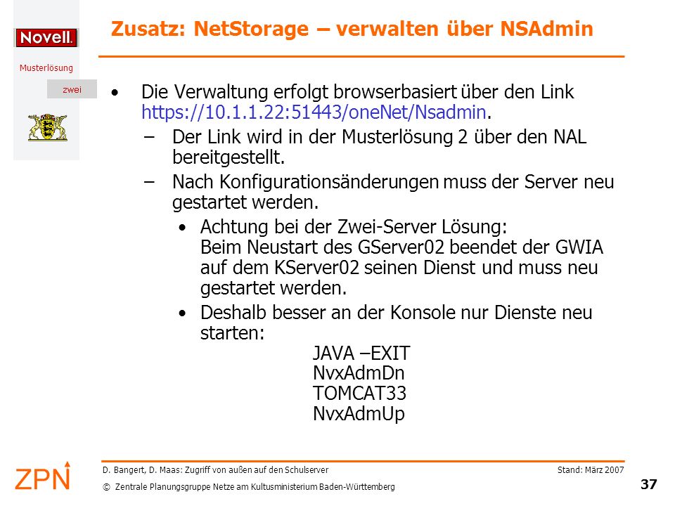Zusatz: NetStorage – verwalten über NSAdmin