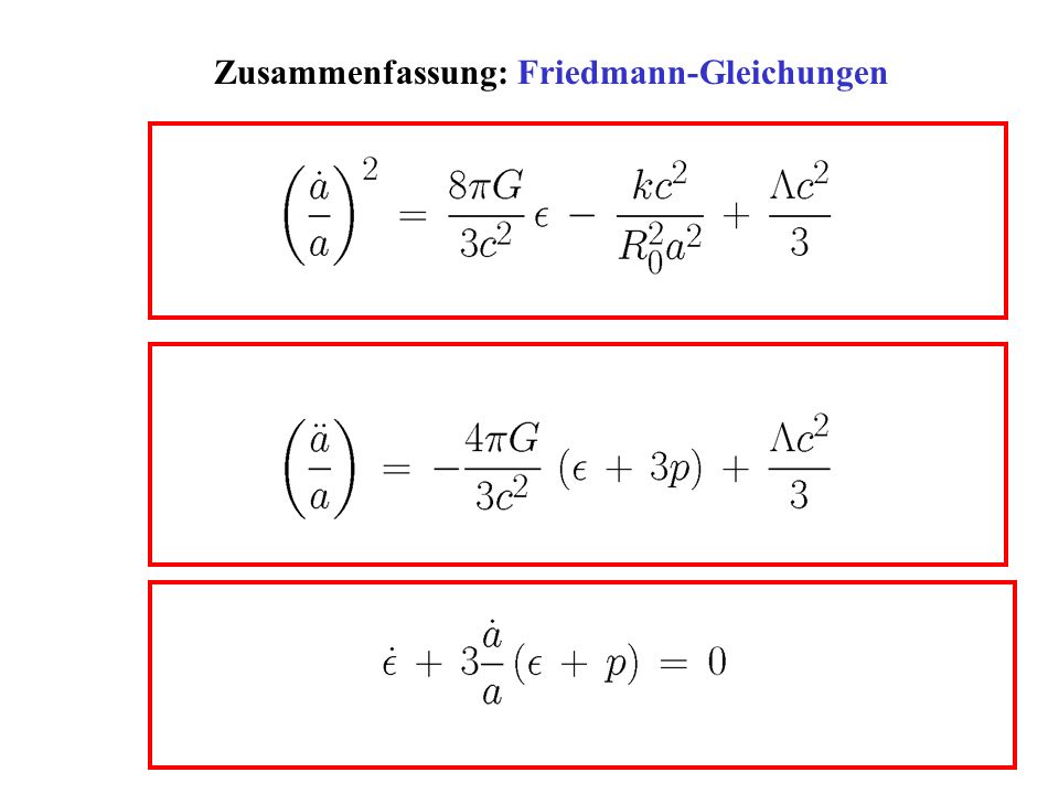 Zusammenfassung: Friedmann-Gleichungen