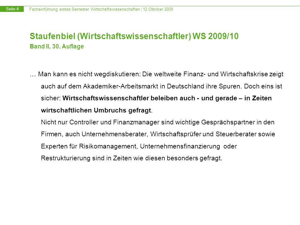 Staufenbiel (Wirtschaftswissenschaftler) WS 2009/10 Band II, 30