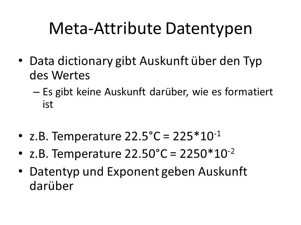 Meta-Attribute Datentypen
