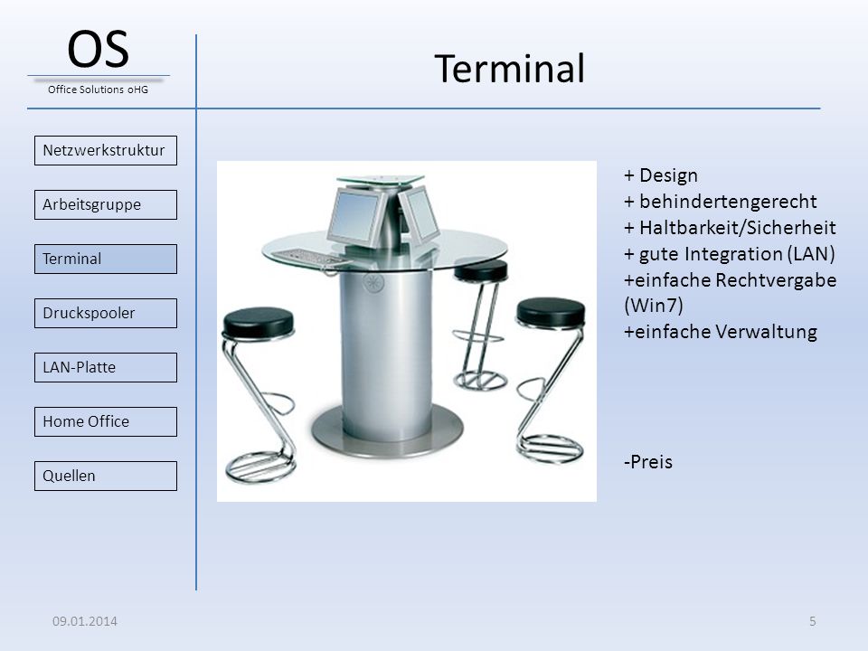 OS Terminal + Design + behindertengerecht + Haltbarkeit/Sicherheit