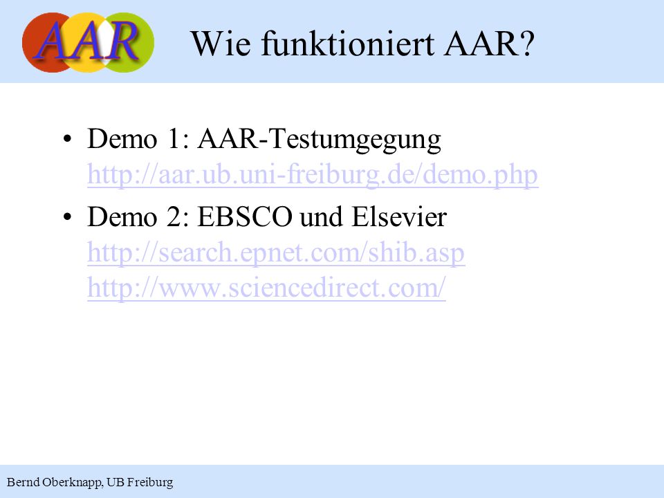 Wie funktioniert AAR Demo 1: AAR-Testumgegung