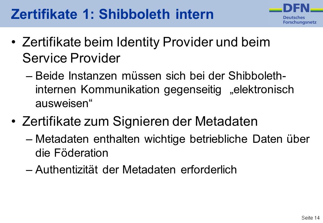 Zertifikate 1: Shibboleth intern