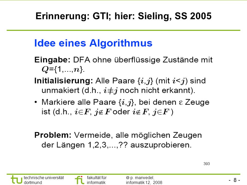 Erinnerung: GTI; hier: Sieling, SS 2005