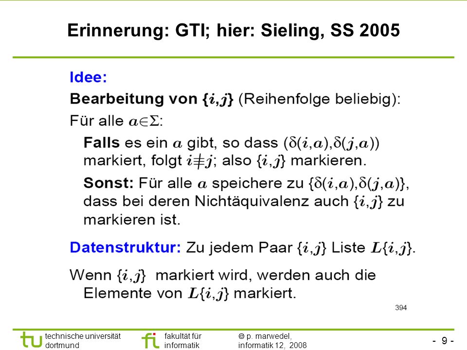 Erinnerung: GTI; hier: Sieling, SS 2005