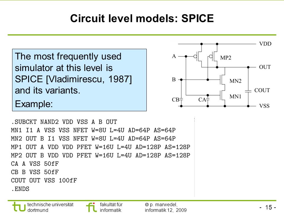 Circuit level models: SPICE