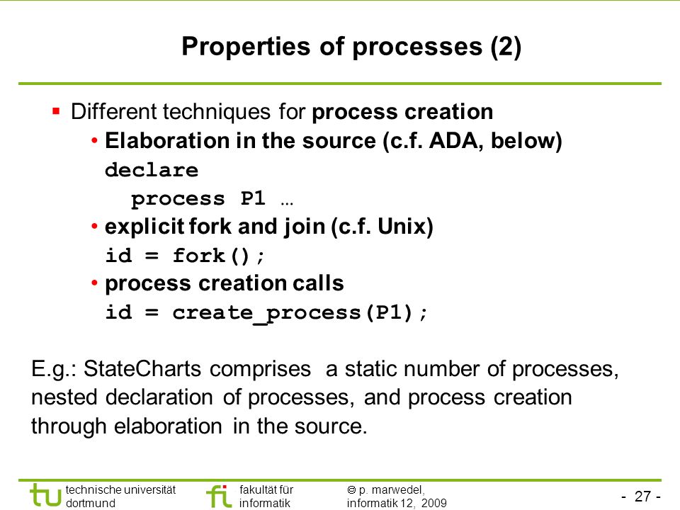 Properties of processes (2)