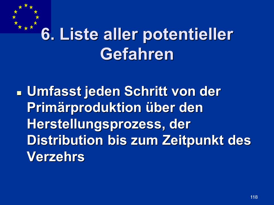 6. Liste aller potentieller Gefahren