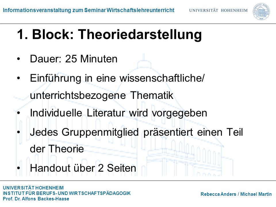 1. Block: Theoriedarstellung