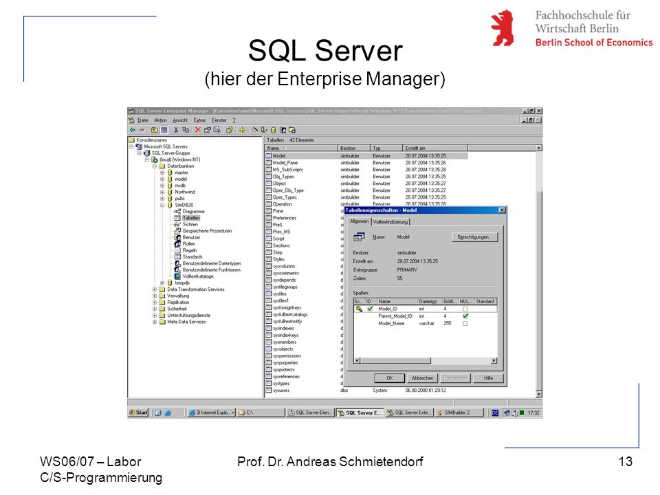SQL Server (hier der Enterprise Manager)