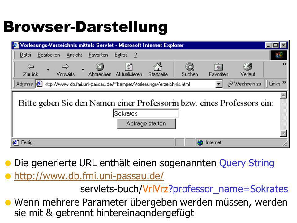 Browser-Darstellung Die generierte URL enthält einen sogenannten Query String.