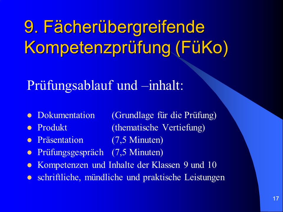 9. Fächerübergreifende Kompetenzprüfung (FüKo)