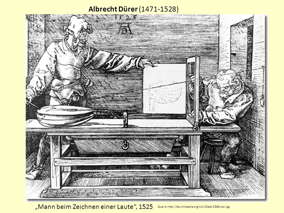 Albrecht Dürer ( ) „Mann beim Zeichnen einer Laute , 1525