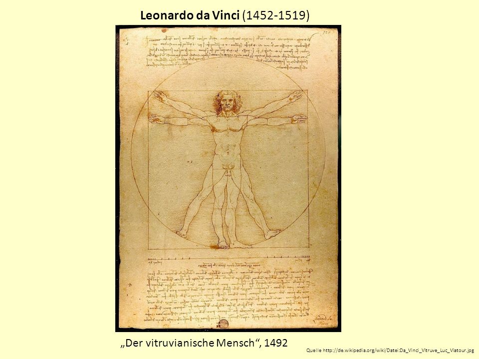 Leonardo da Vinci ( ) „Der vitruvianische Mensch , 1492